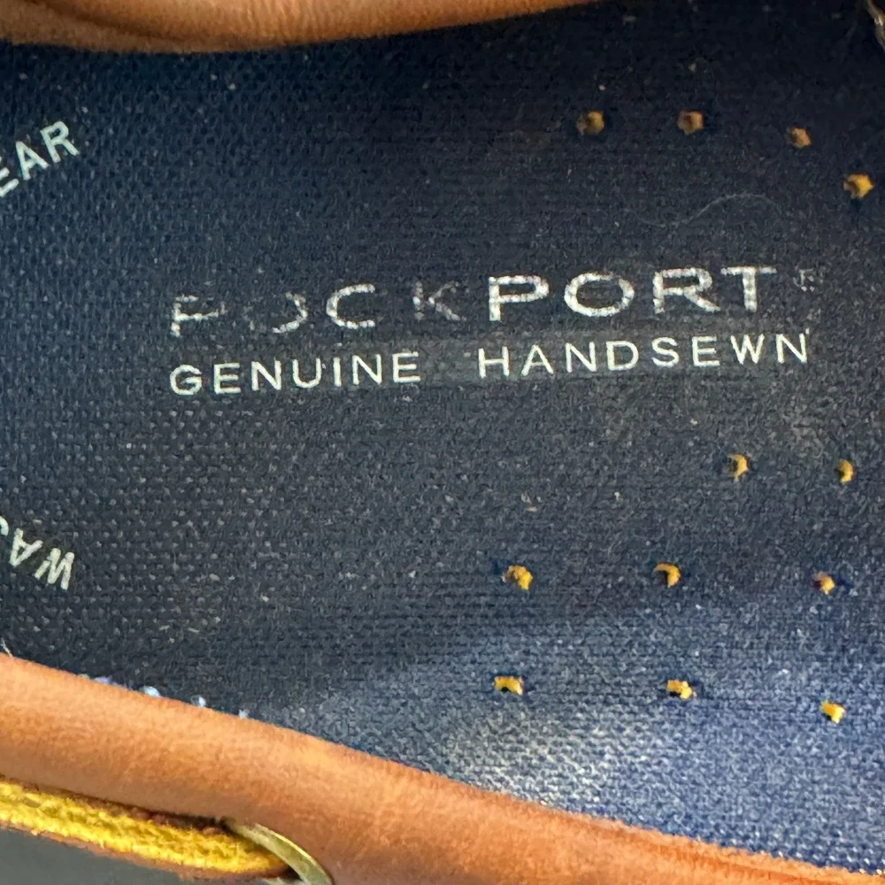 Rockport Mens Brown Leather Genuine Handsewn Boat Shoes Size 9 M Casual Travel